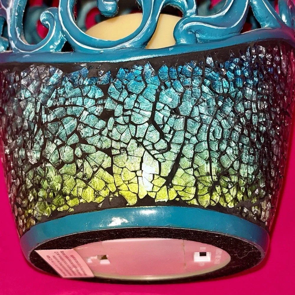 Teal Blue Flameless Flickering Candle Lamp 8.5